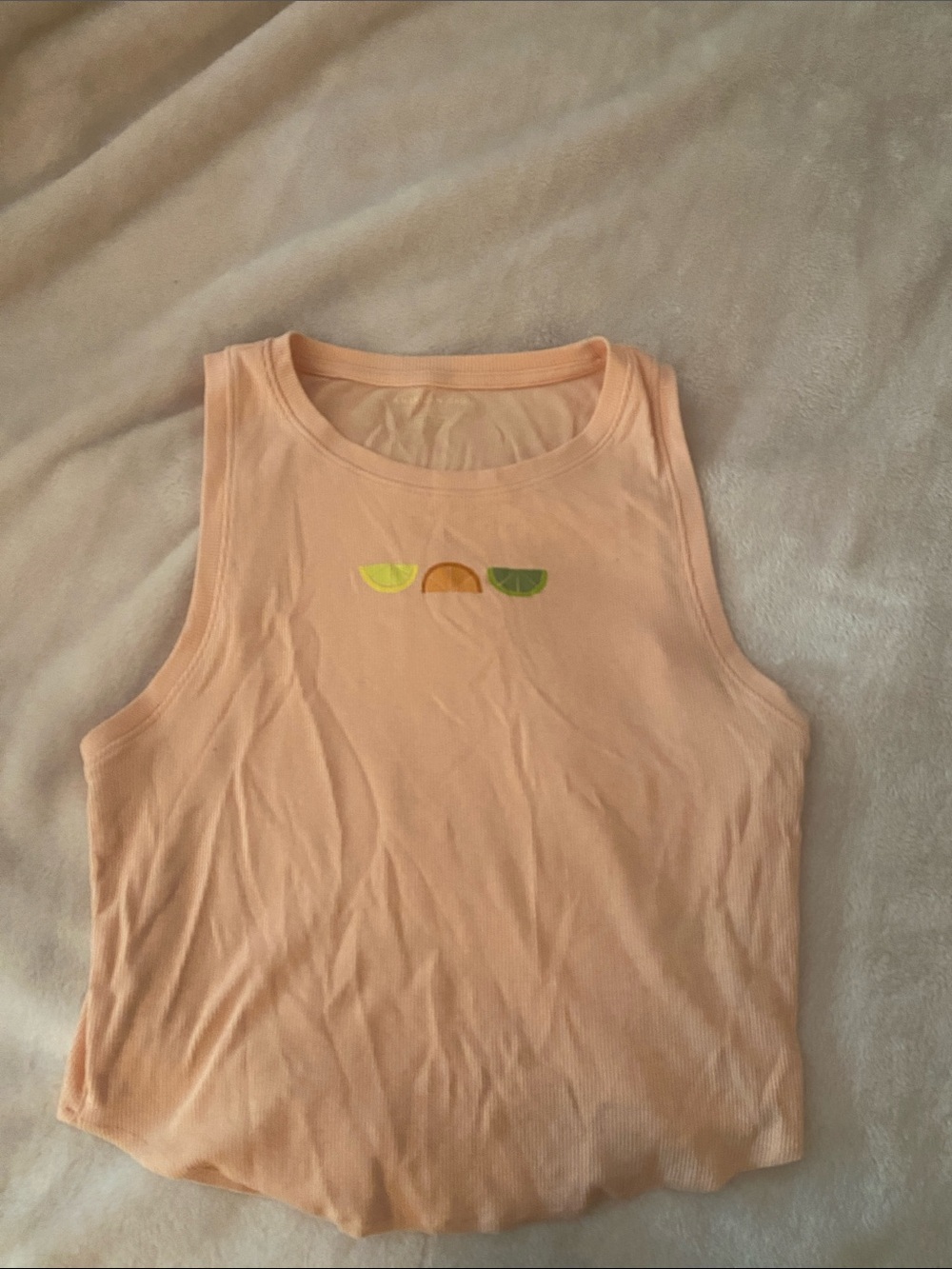 American Eagle Peach Ribbed Cropped Tank Top